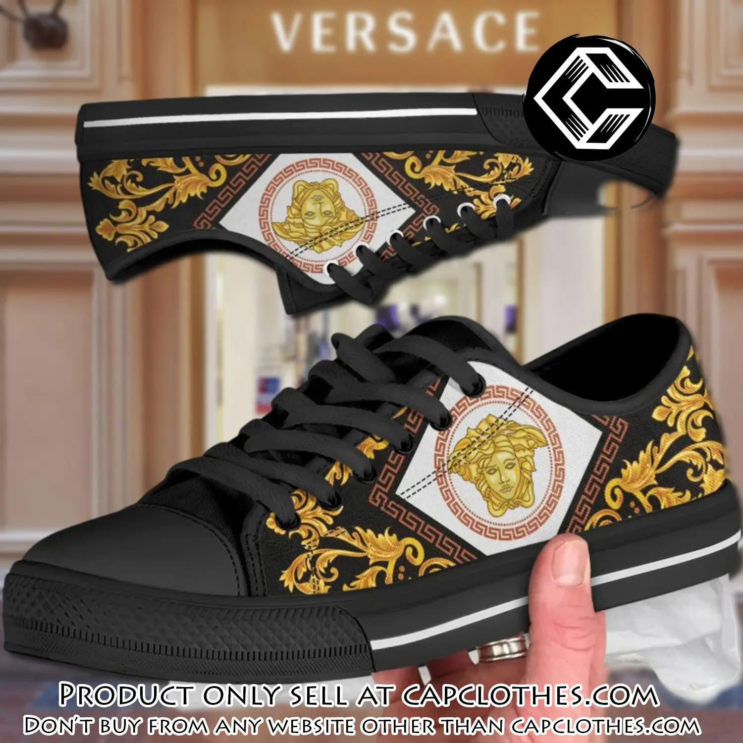 Versace medusa low top canvas shoes luxury brand gifts for men women cc5229287
